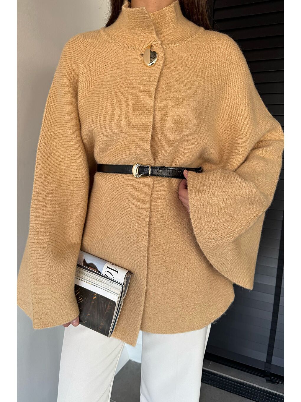 Bej Kemerli Triko Panço-2