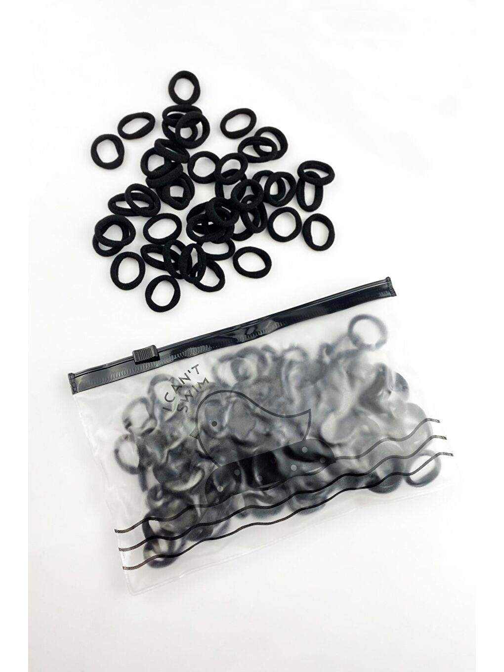 Siyah 100 Adet Havlu Lastik Mini Toka Seti Çantalı Paket