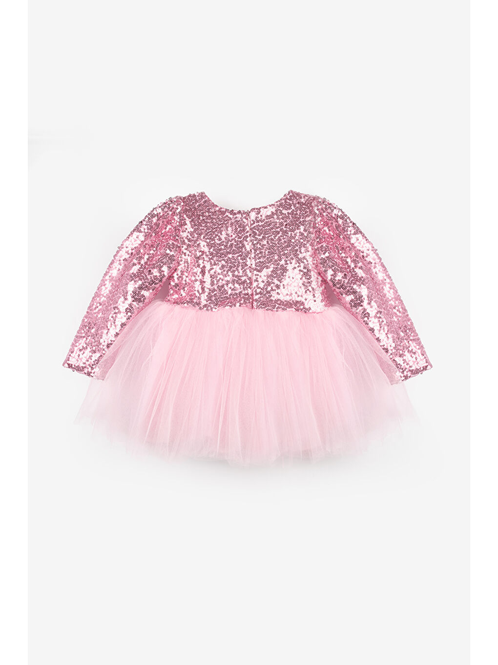 Pembe Pullu Uzun Kollu Kız Bebek Elbise - Berry-1