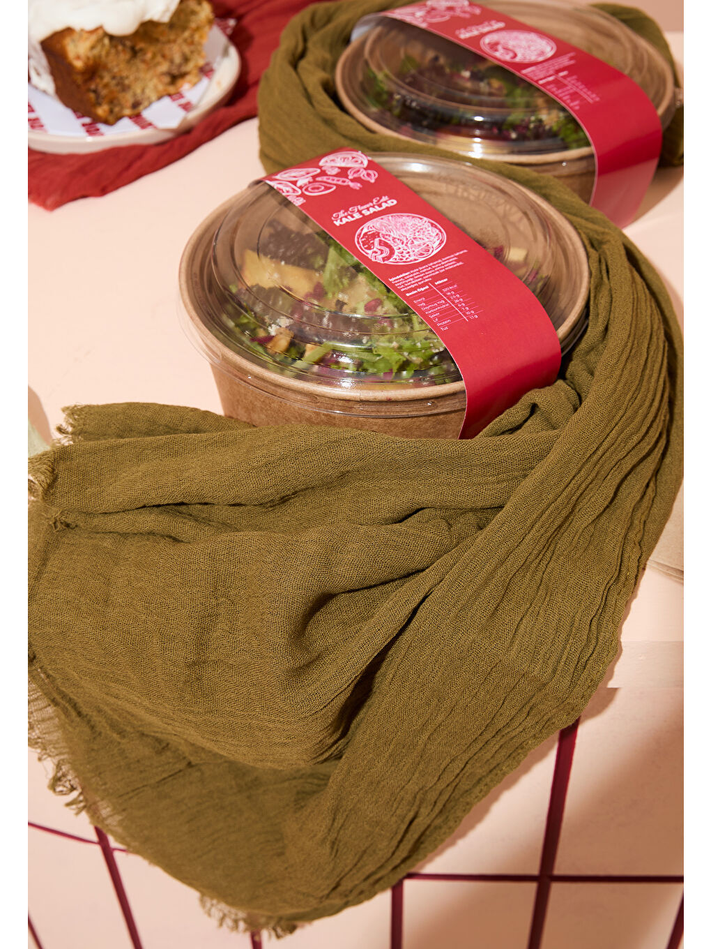 Haki PAMUKLU KETEN ŞAL KALE SALAD-3