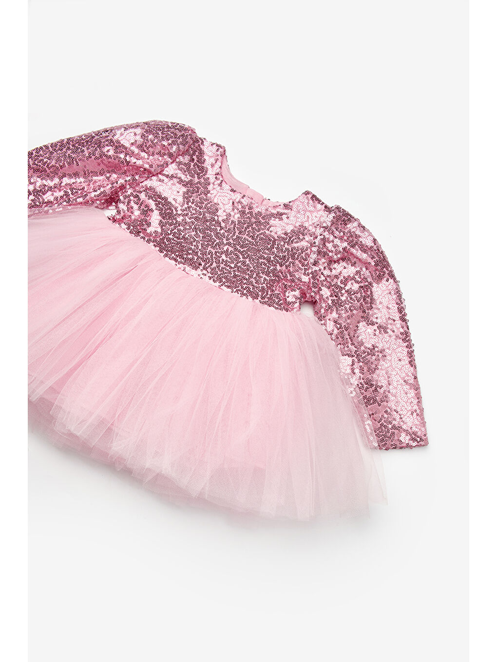 Pembe Pullu Uzun Kollu Kız Bebek Elbise - Berry-2