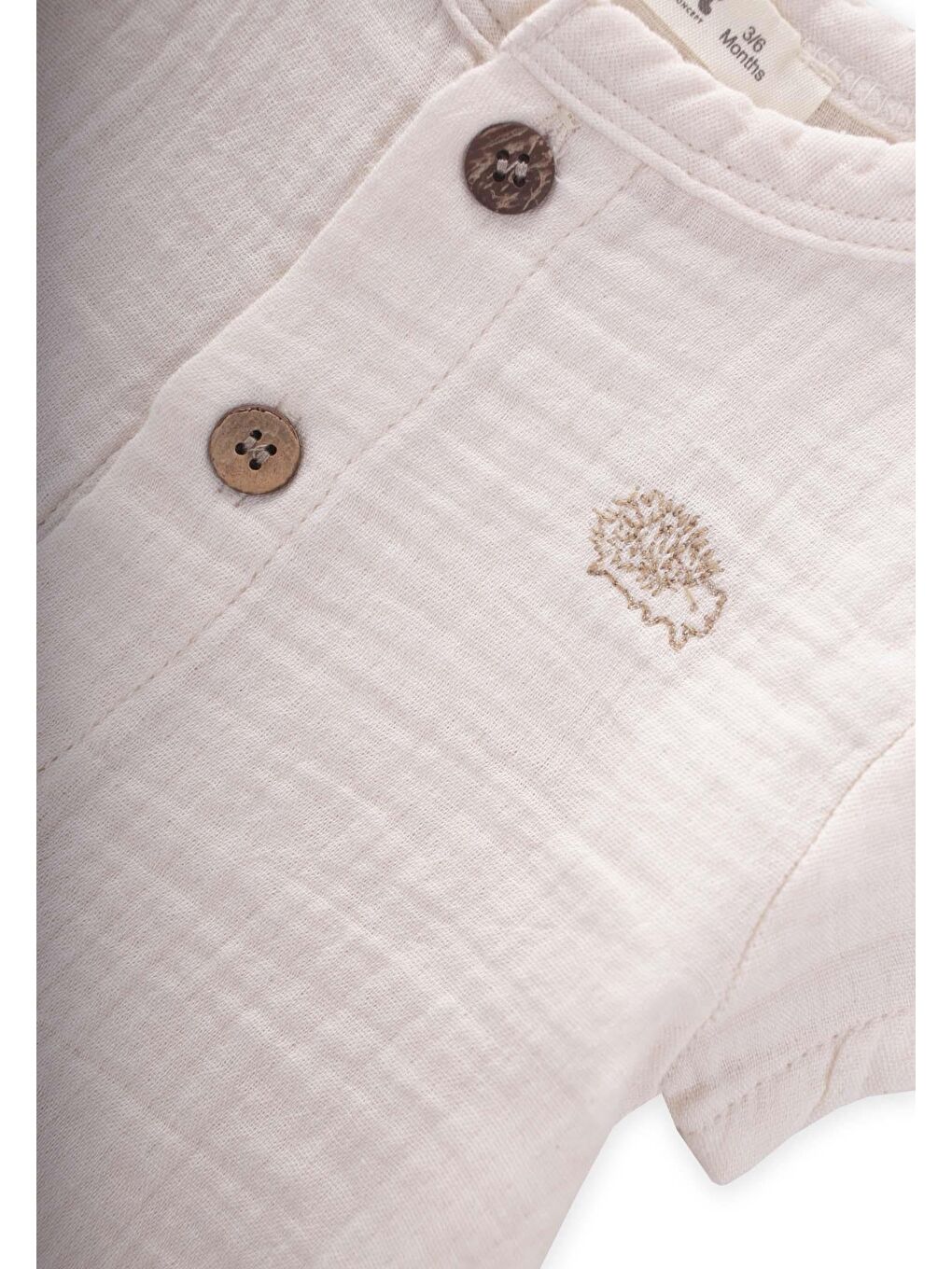 Ekru Erkek Çocuk Nakışlı Müslin Takım-2