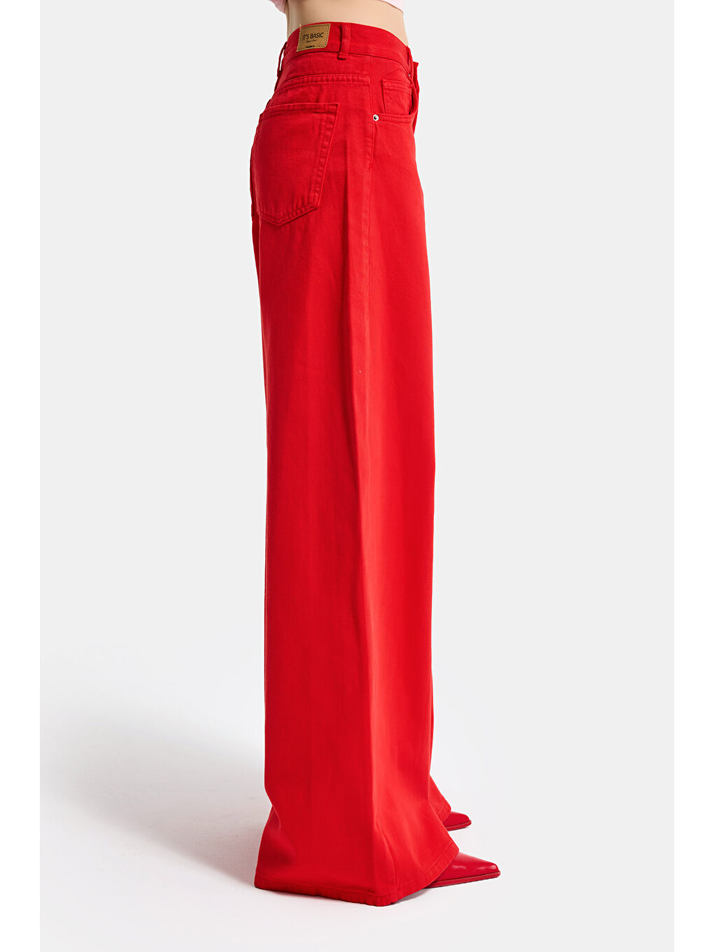 Kadın Kırmızı Hera 6s6-19 Palazzo Fit Bol Kesim Denim Jean-2