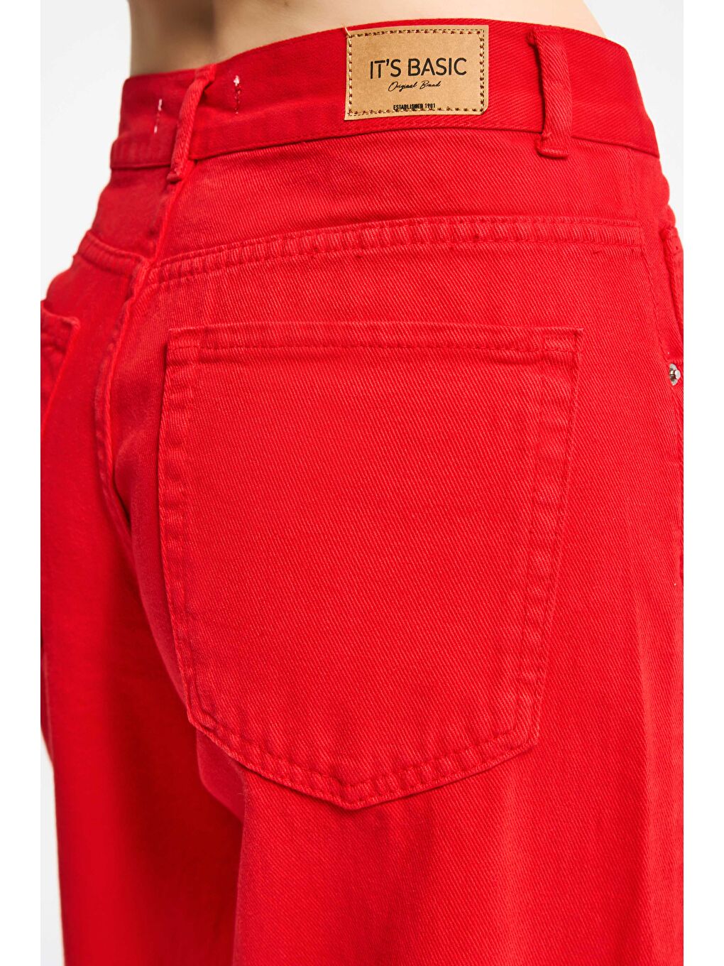 Kadın Kırmızı Hera 6s6-19 Palazzo Fit Bol Kesim Denim Jean-3