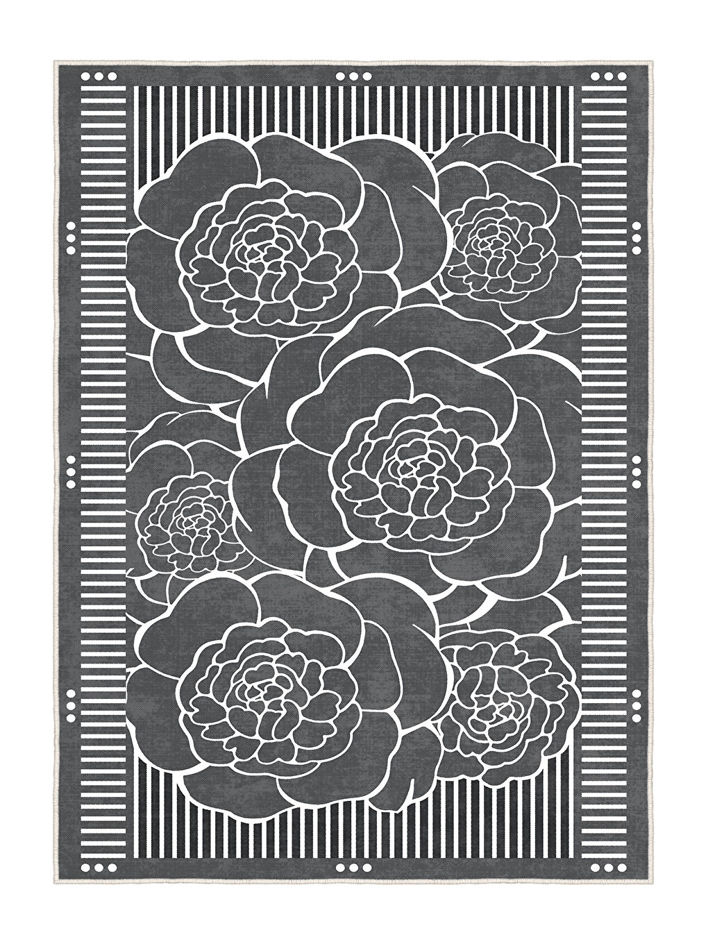 Gri Dekoratif Salon Halısı, Makinada Yıkanabilir, Kaymaz Taban, İnce & Modern Tasarım