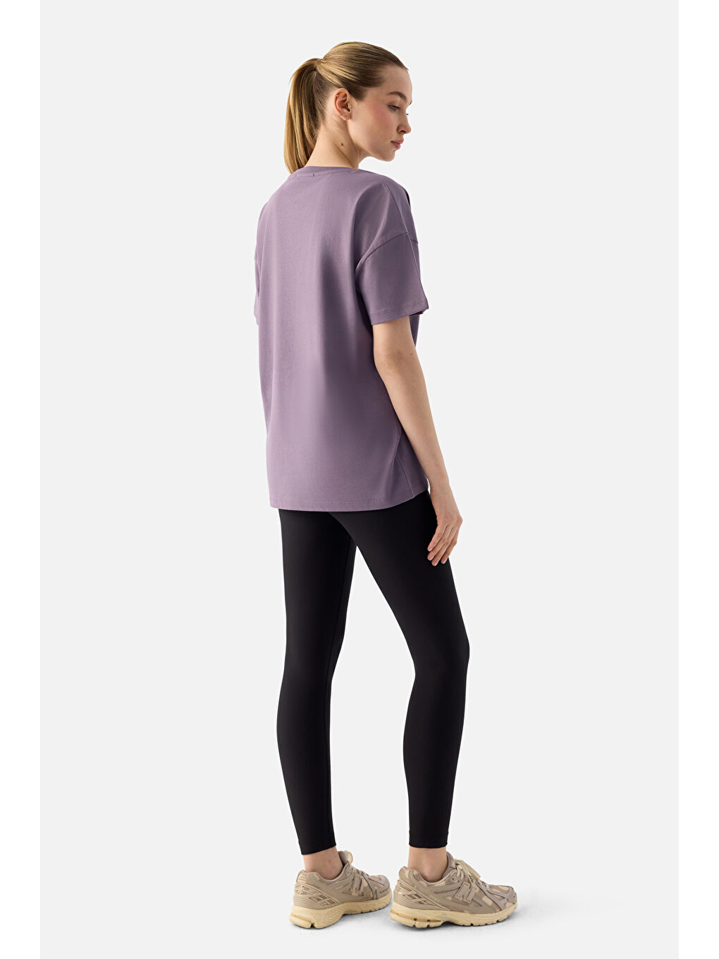 Elora Rahat Kalıp Oversize Koyu Lila Tişört-2