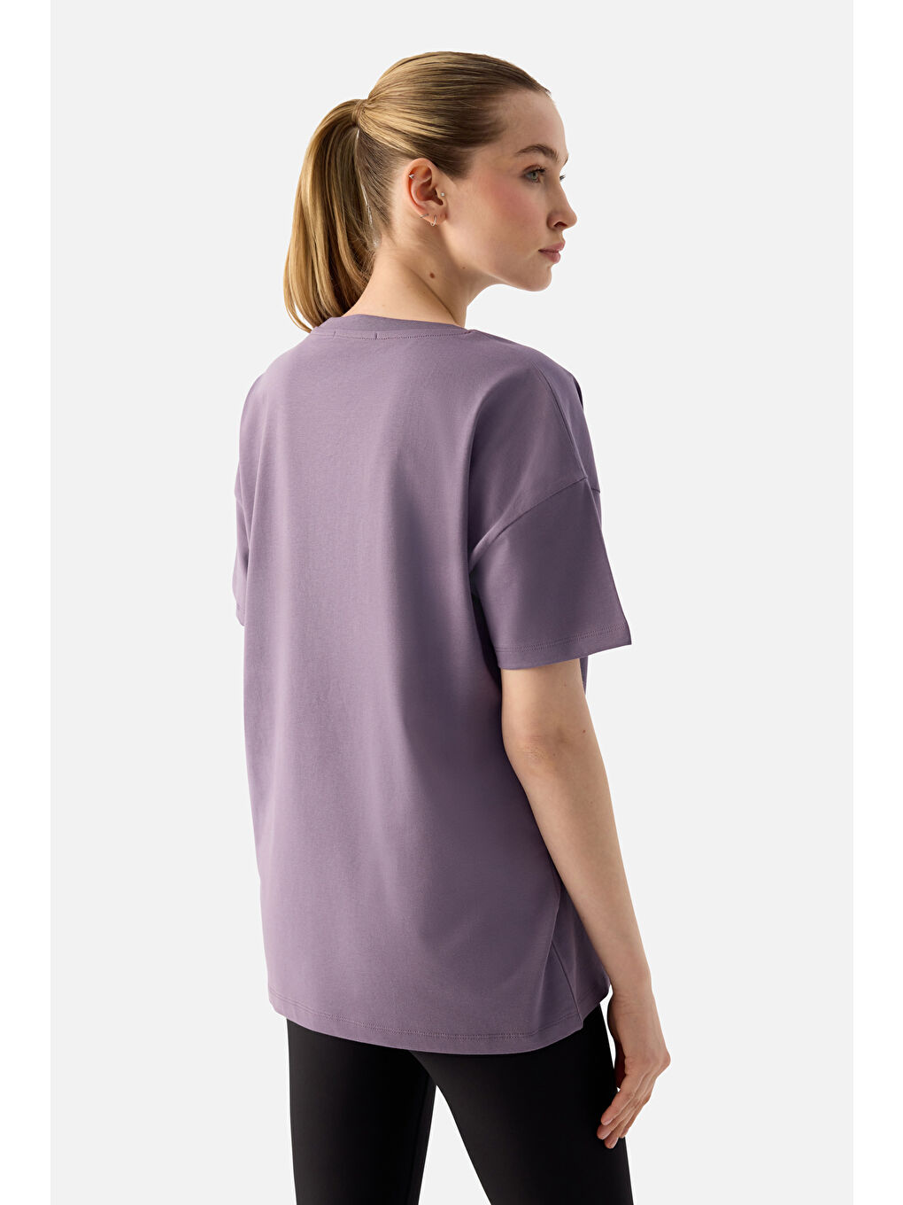 Elora Rahat Kalıp Oversize Koyu Lila Tişört-3