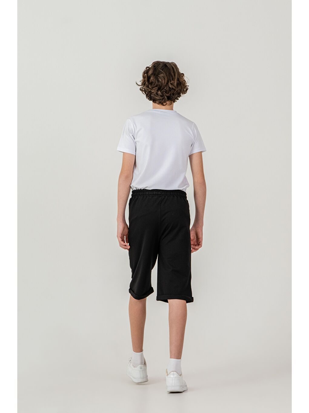 Siyah Champs Baskılı Yanlar 4 Şerit Biyeli  Erkek Çocuk Şort-4