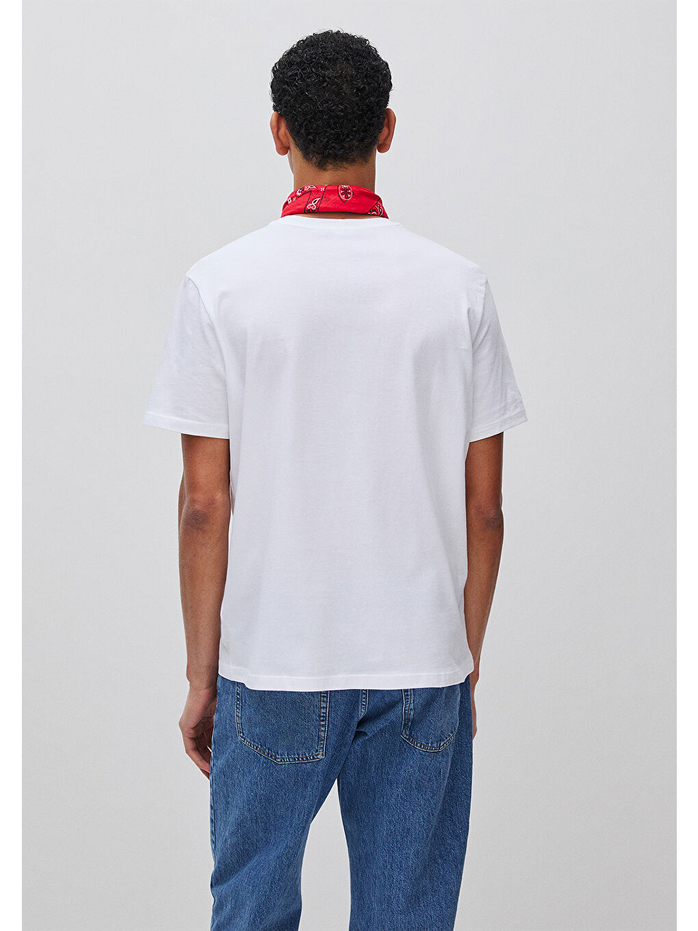 Erkek Beyaz Mix  %100 Pamuk Logo Baskılı Regular Fit Bisiklet Yaka T-Shirt-1