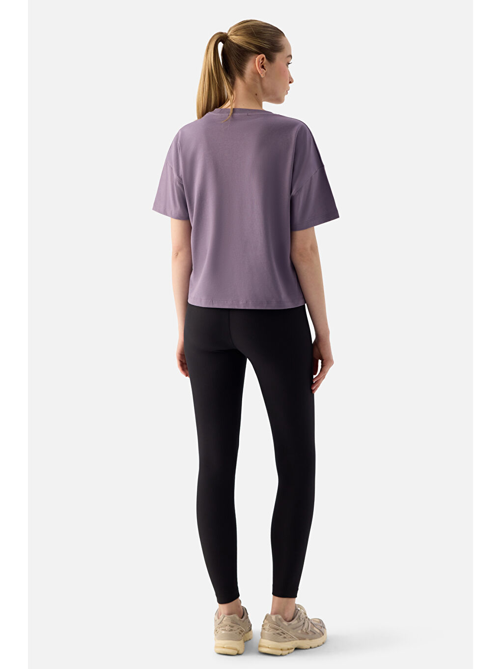 Noya Kısa Oversize Koyu Lila Tişört-2