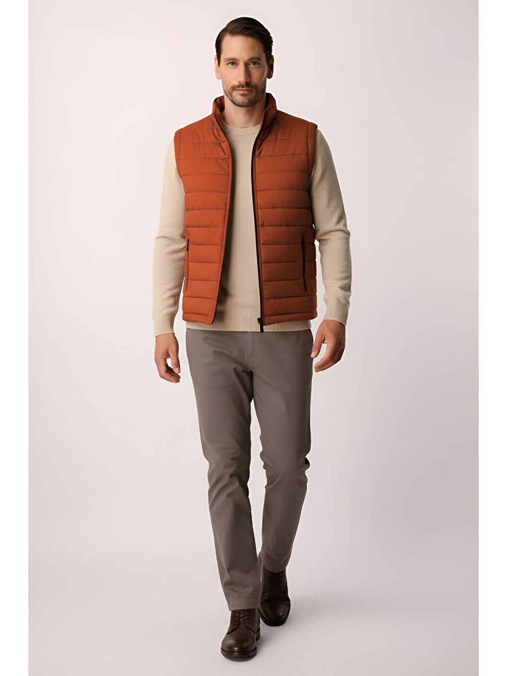 Kahverengi Erkek Kiremit Şişme Yelek-2