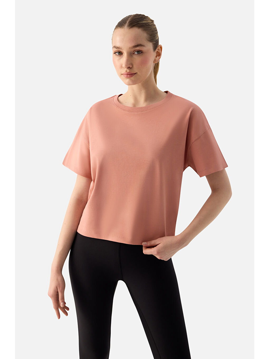 Pembe Noya Kısa Oversize Pudra Tişört