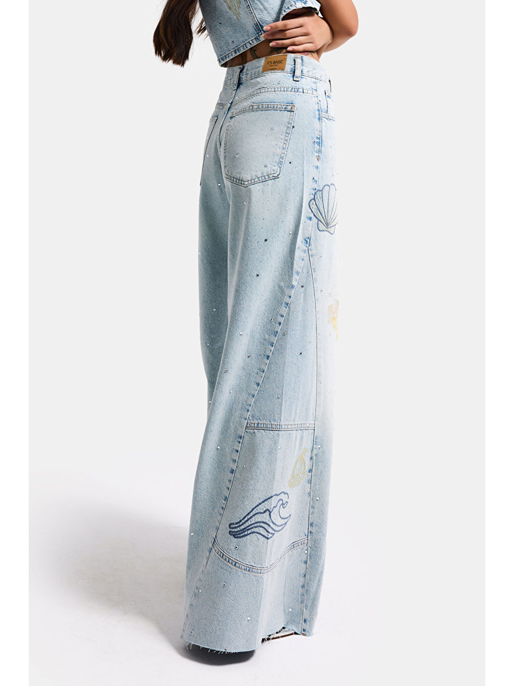 Mavi Kadın Jean Rengi T-12s6-99 Palazzo Fit Nakış Detaylı Özel Tasarım Denim Jean-3