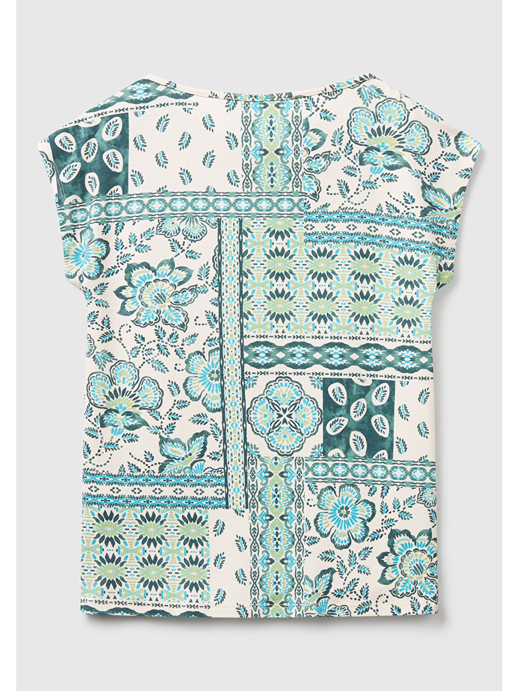 Kadın Açık Yeşil Desenli Kolsuz T-Shirt-3