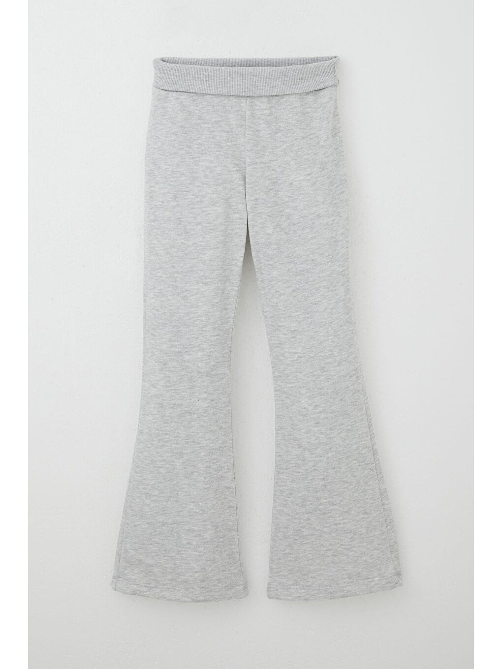 Kız Çocuk Tayt Yüksek Bel İspanyol Paça Açık Gri Melanj (8-14 Yaş)