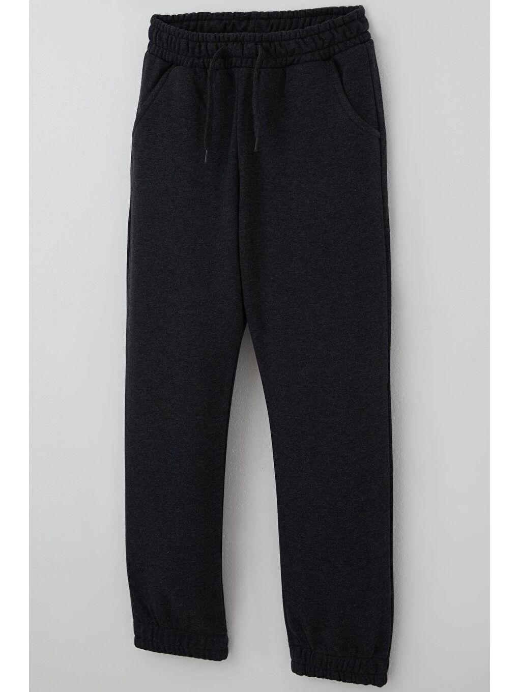 Erkek Çocuk Eşofman Altı Beli Paçası Lastikli Bağcık Aksesuarlı Koyu Gri Melanj (4-8 Yaş)-2