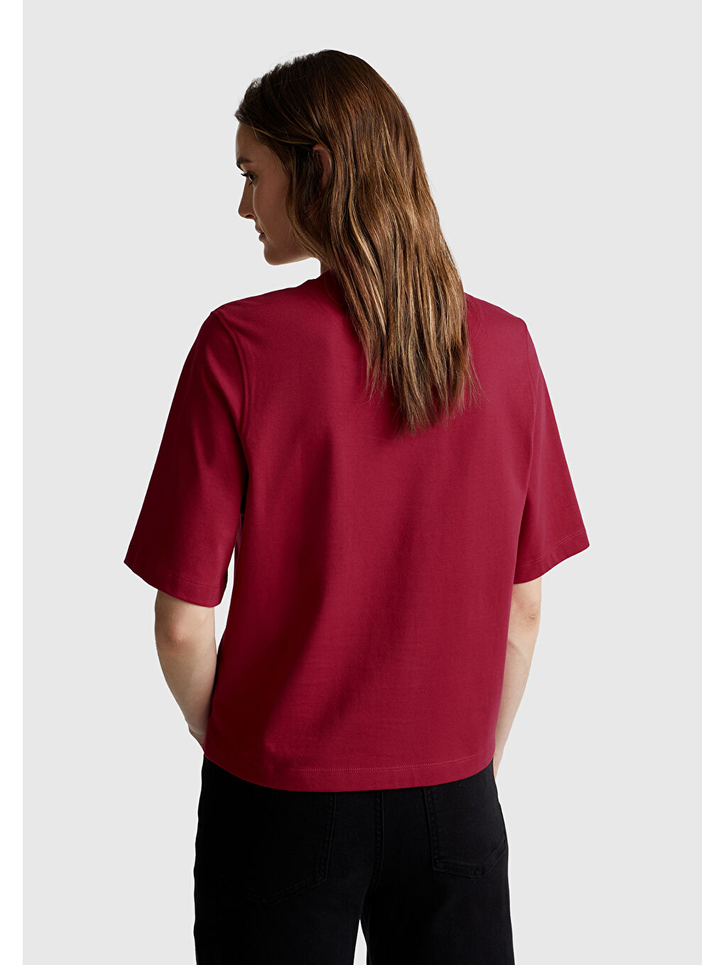 Kadın Fuşya %100 Pamuk Boxy Fit T-Shirt-2