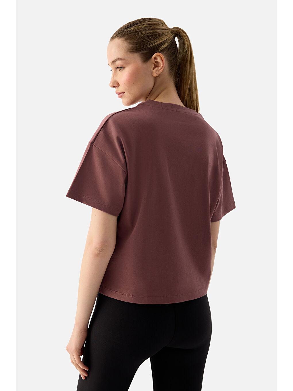 Pembe Noya Kısa Oversize Koyu Gül Tişört-3