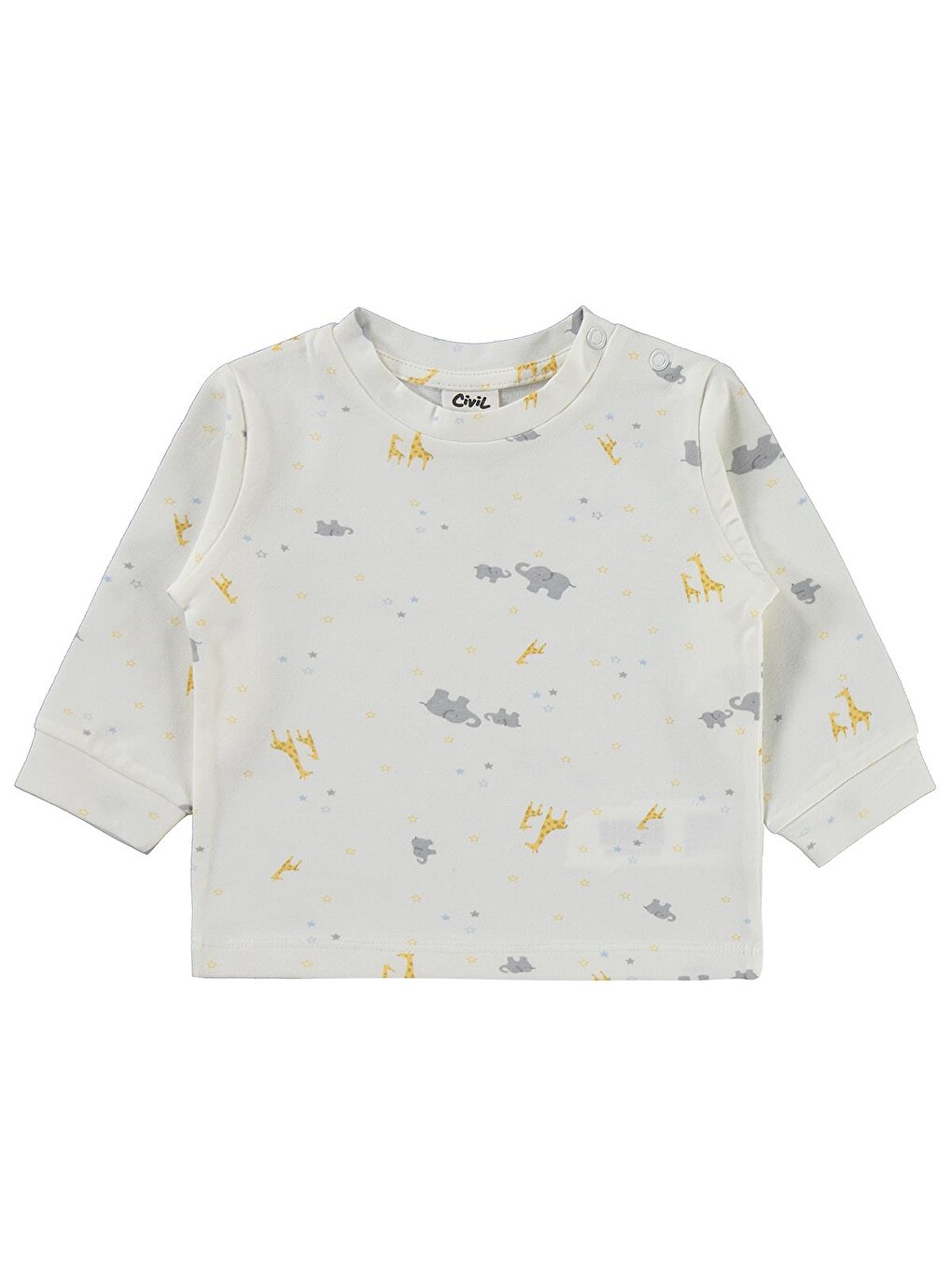 Baby Zürafalı ve Filli 6-18 Ay Pijama Takımı - Ekru-1