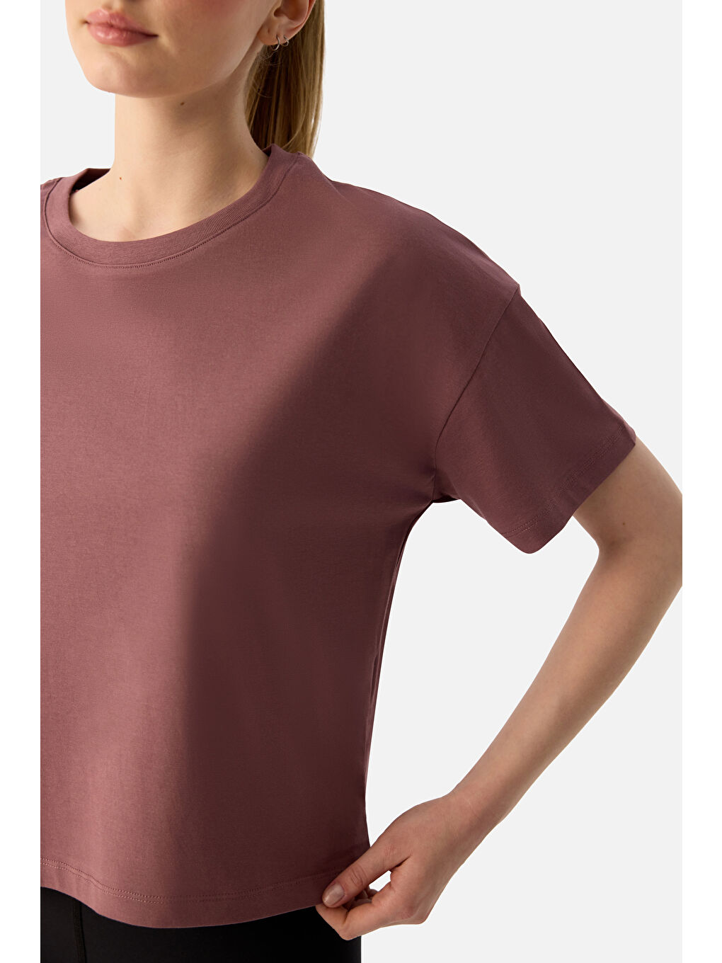 Pembe Noya Kısa Oversize Koyu Gül Tişört-4