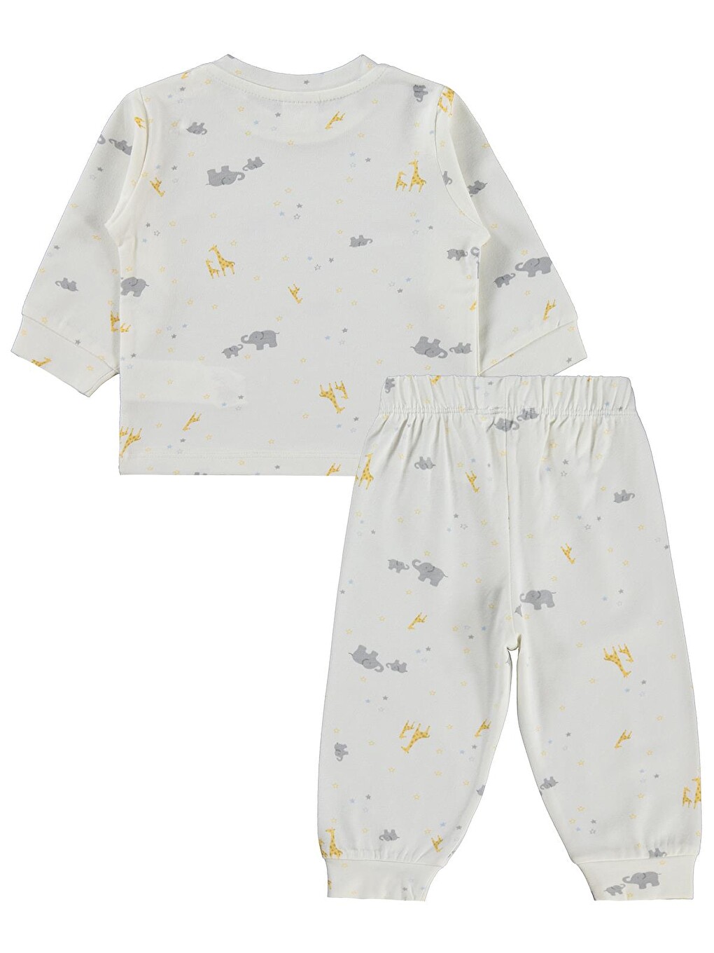 Baby Zürafalı ve Filli 6-18 Ay Pijama Takımı - Ekru-3