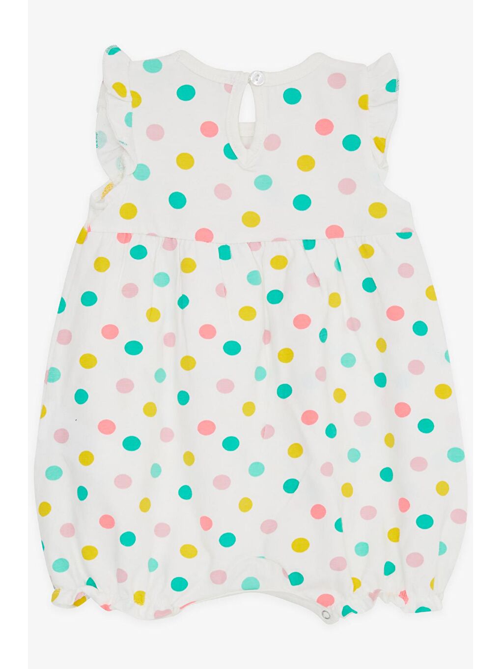 Kız Bebek Kısa Tulum Puantiyeli Fiyonklu Ekru (4 Ay-1.5 Yaş)-1