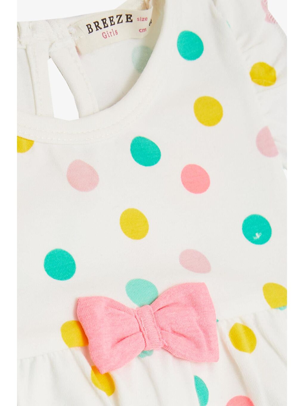 Kız Bebek Kısa Tulum Puantiyeli Fiyonklu Ekru (4 Ay-1.5 Yaş)-2