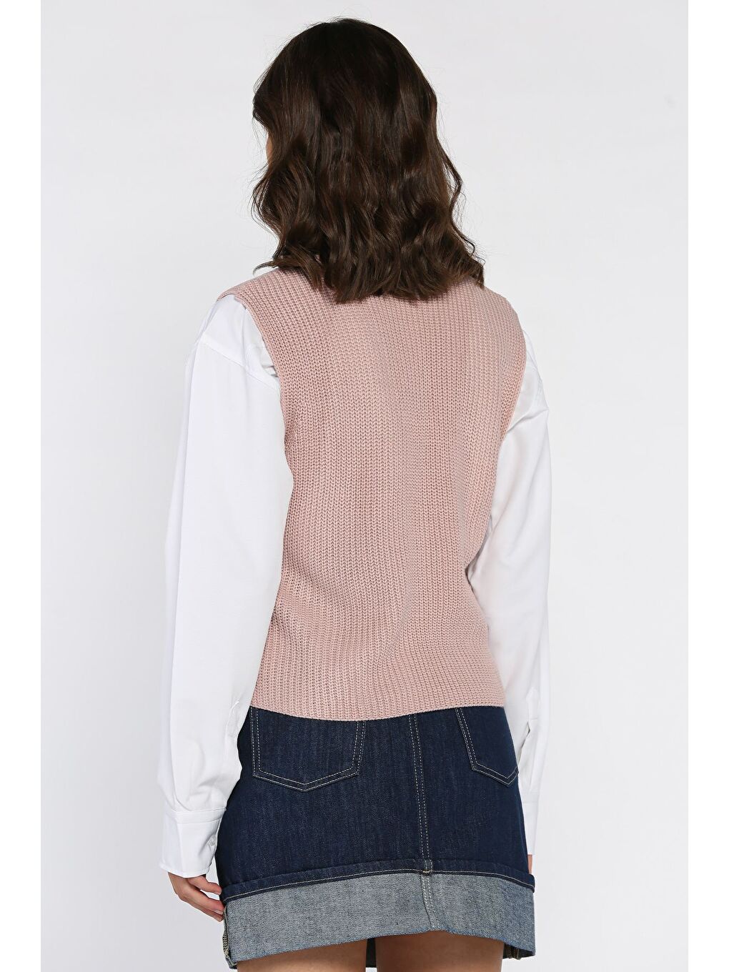 Pembe Kadın Düğmeli Triko Yelek (s-m-l-xl Uyumludur)-3