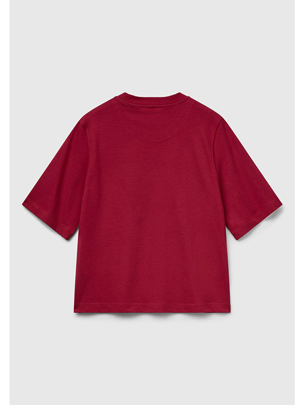 Kadın Fuşya %100 Pamuk Boxy Fit T-Shirt-3