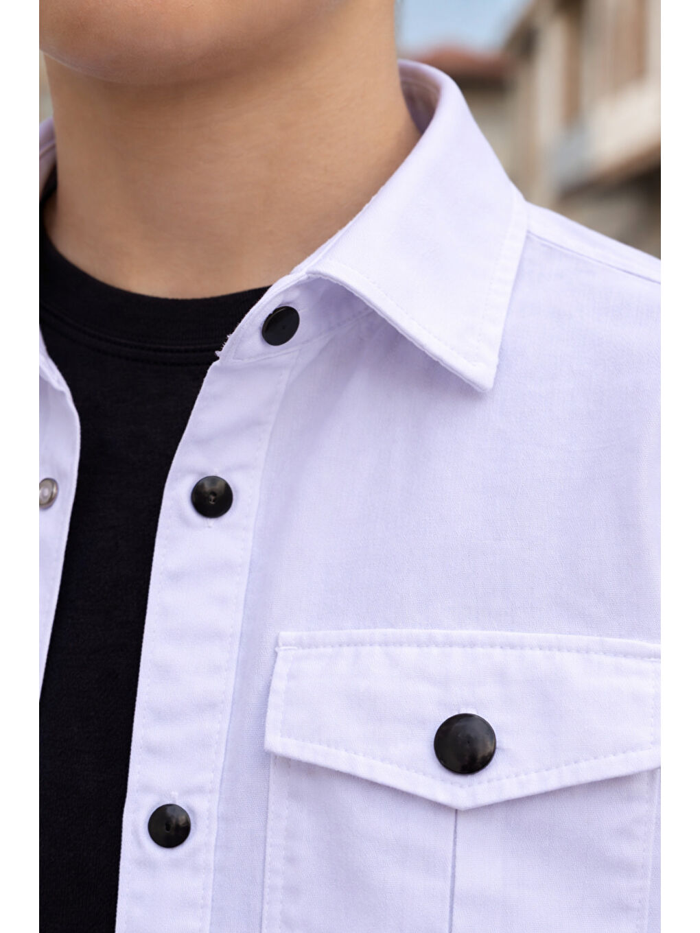 Beyaz Erkek Çocuk Çıtçıtlı Gömlek Tişört Üst Takım-3