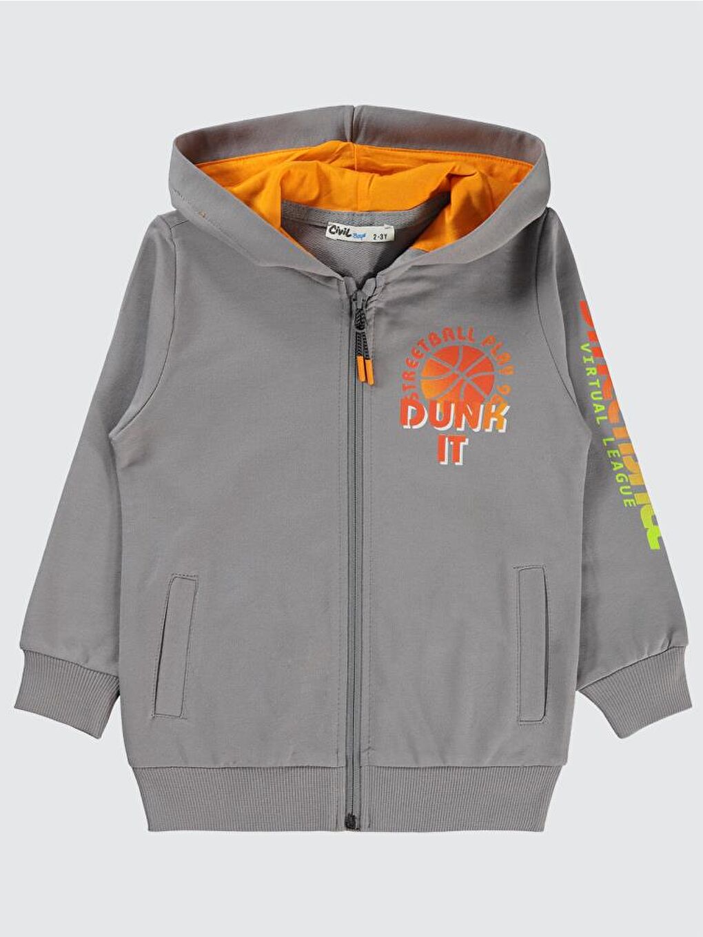 Gri Boys Streetball Baskılı 2-5 Yaş Hırka-1