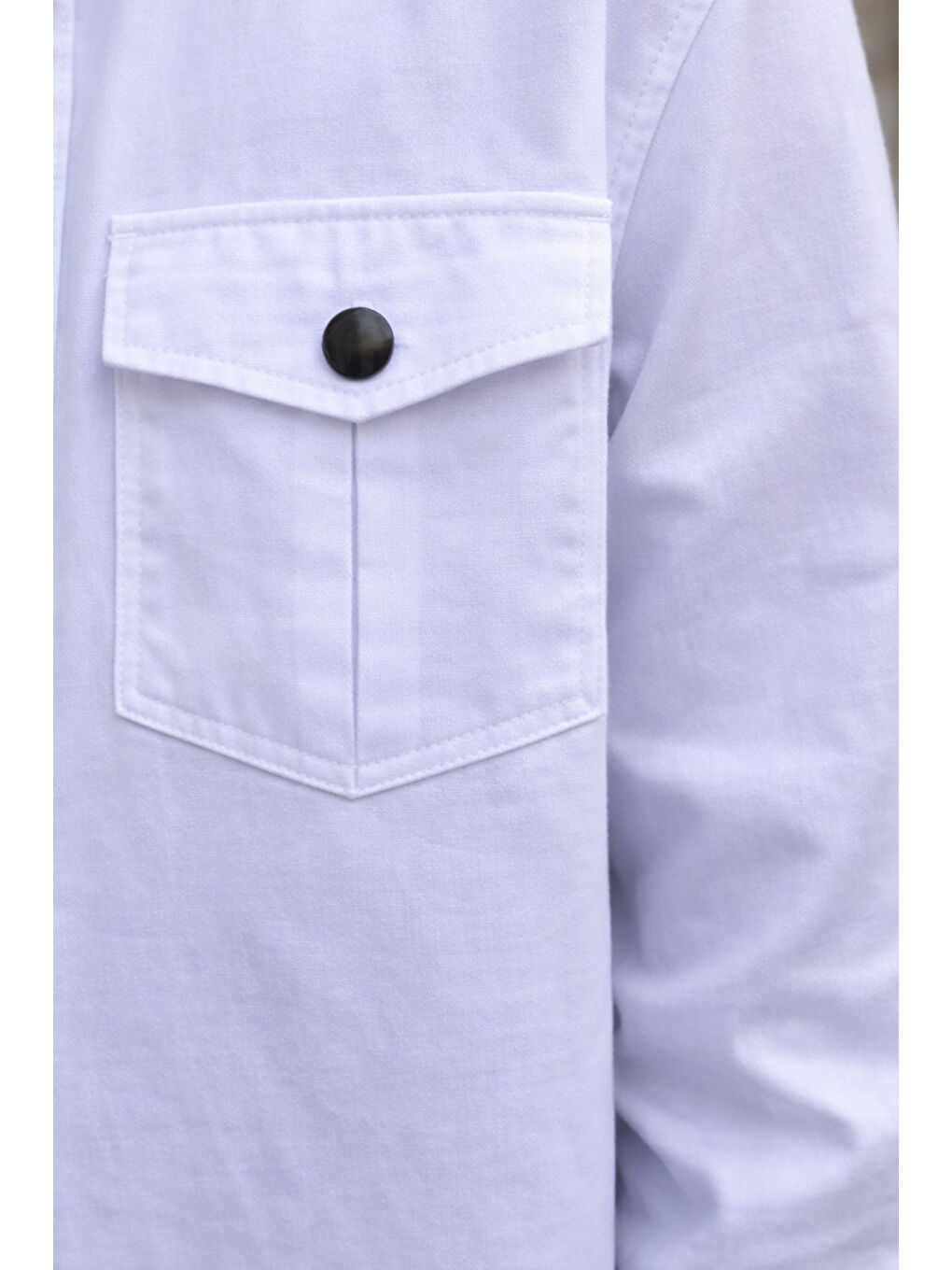 Beyaz Erkek Çocuk Çıtçıtlı Gömlek Tişört Üst Takım-5