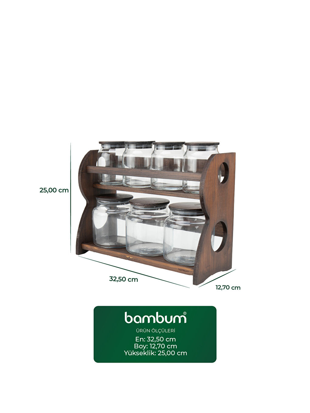 Kahverengi Nero - Bench - 8 Parça 2 Katlı Standlı Baharatlık Seti-1