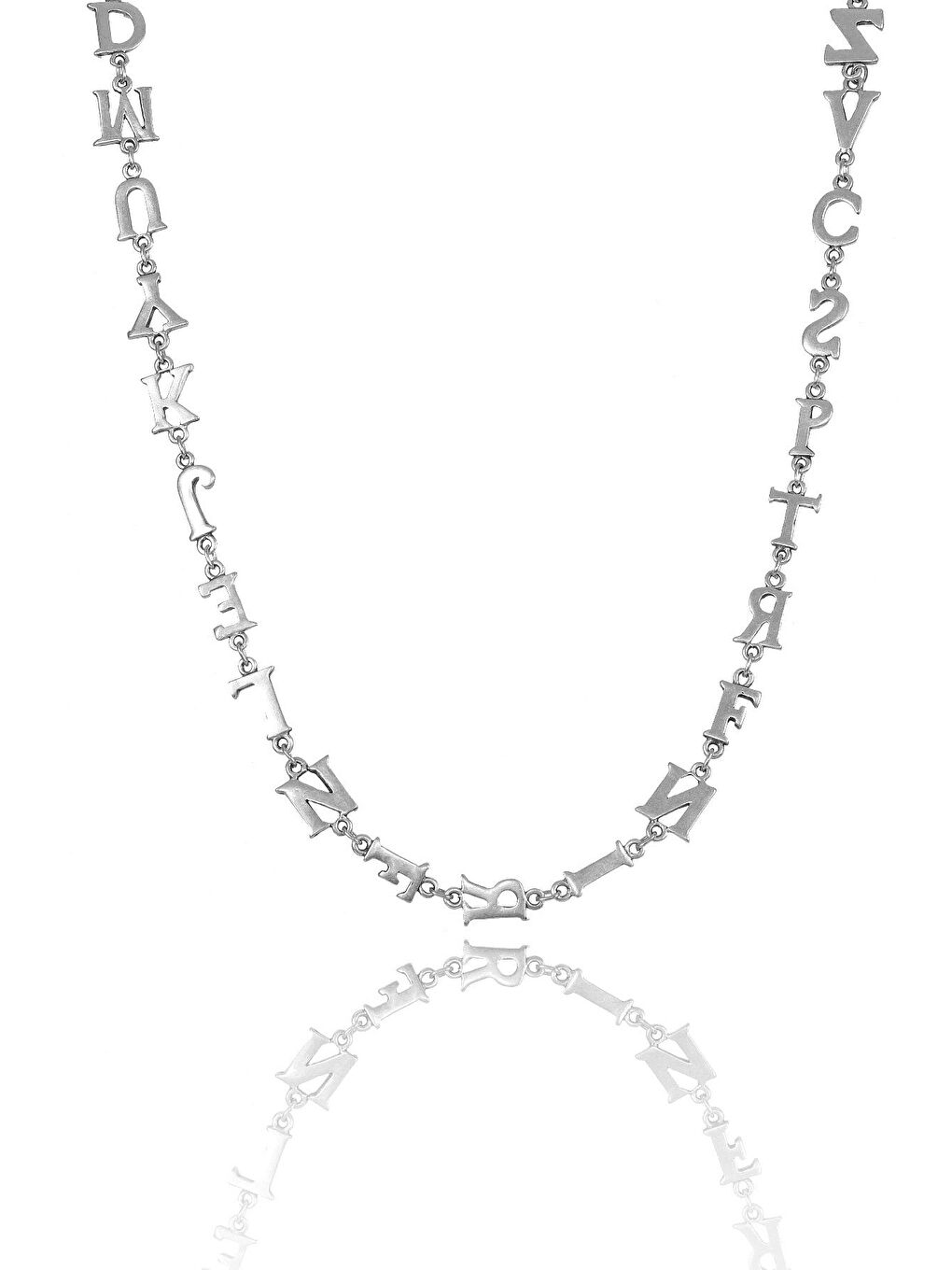 Gri Kadın Antik Gümüş Kaplama Alfabe Kolye-1