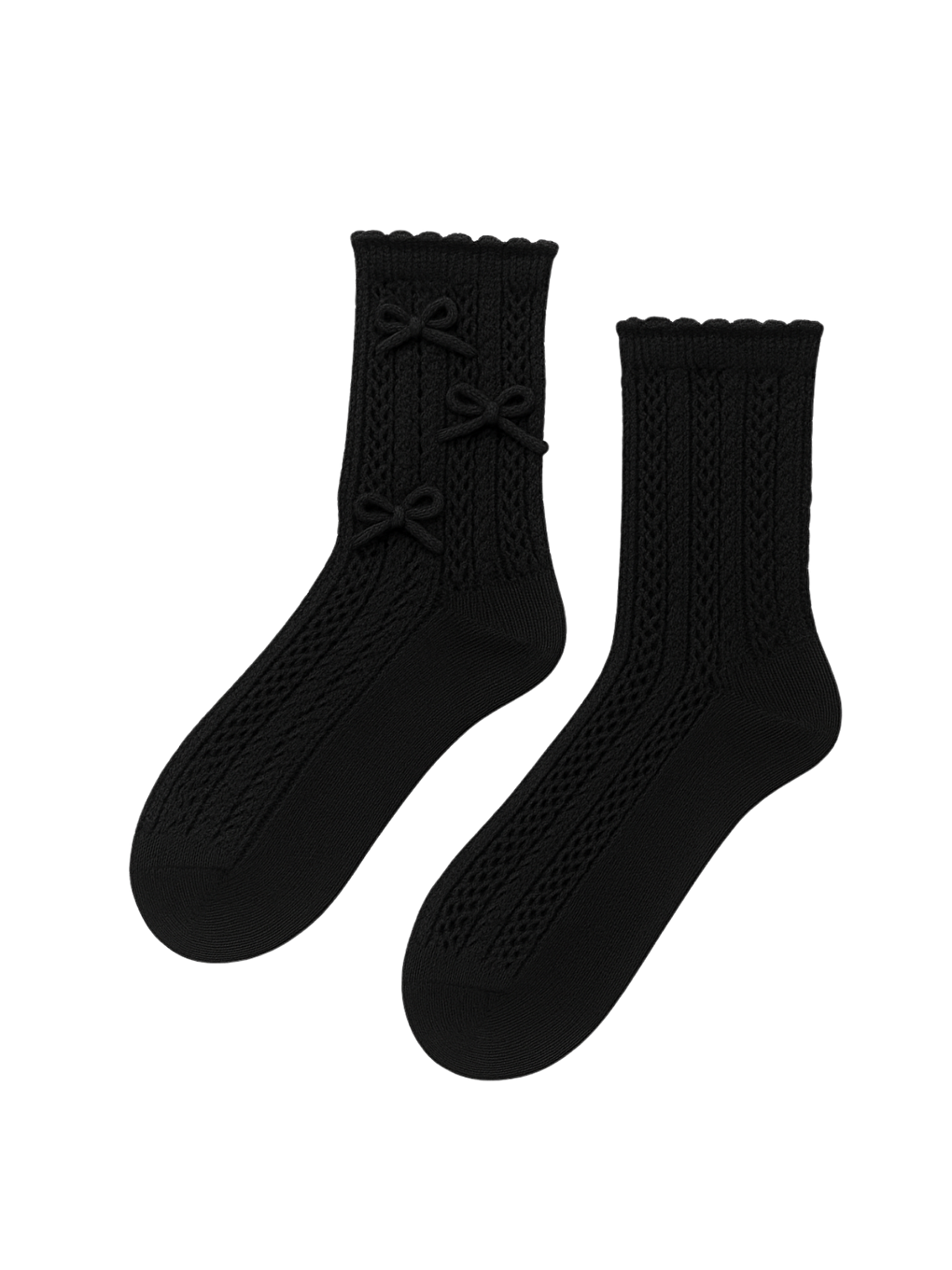 Kız Çocuk Fiyonklu Triko Soket Çorap Siyah