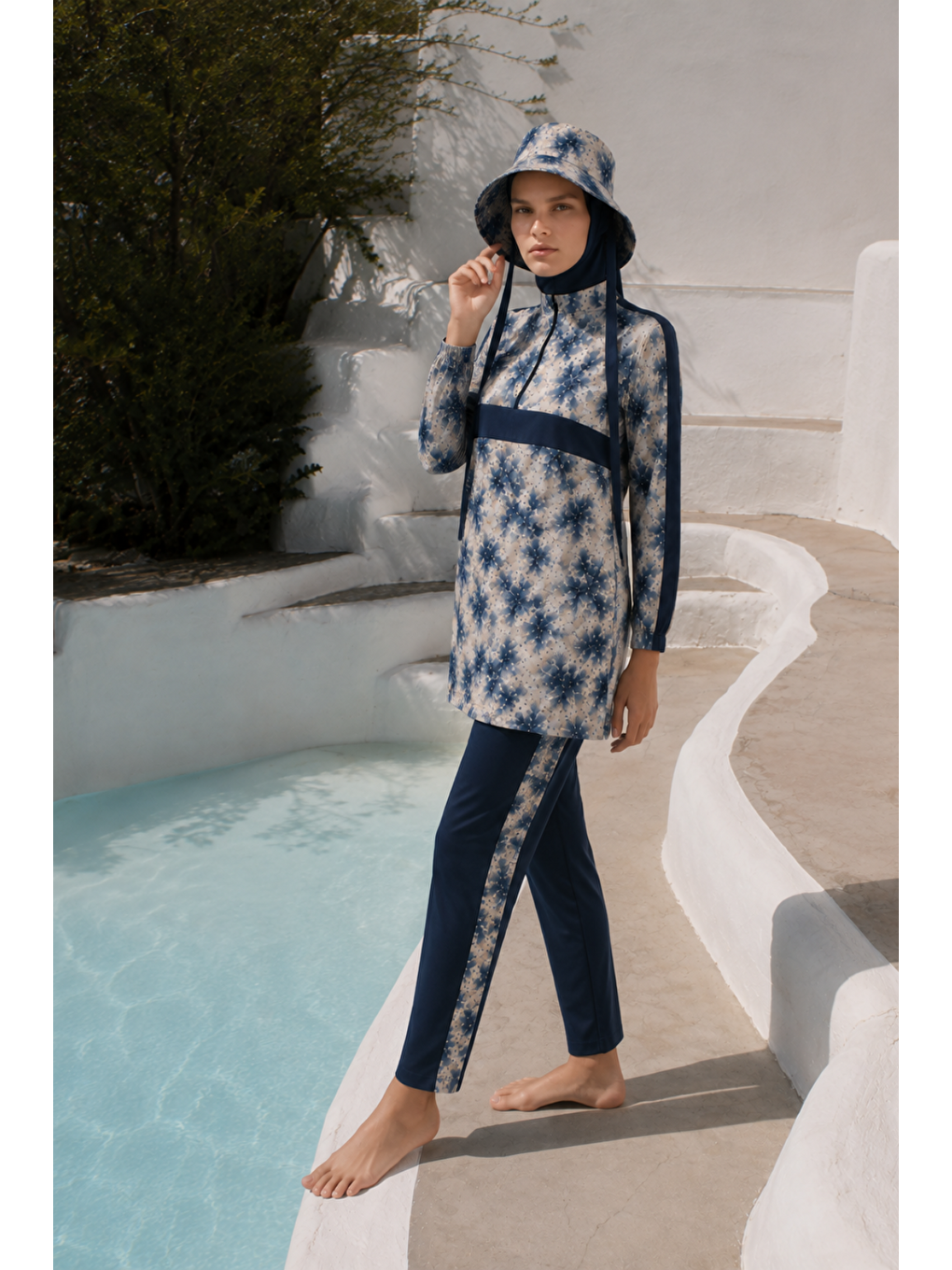 Karışık AURELİA TİDE | Batik Desen Lacivert Tesettür Mayo 5 li Set-2