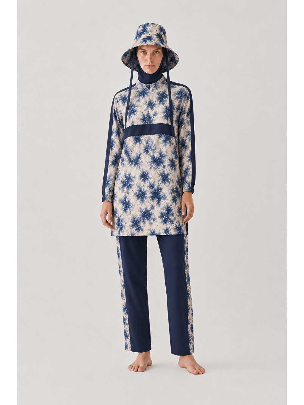 Karışık AURELİA TİDE | Batik Desen Lacivert Tesettür Mayo 5 li Set-3