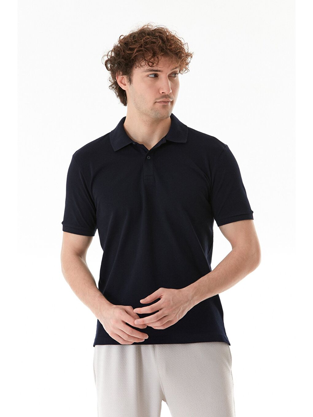 Lacivert Basic Polo Yaka Tişört-1