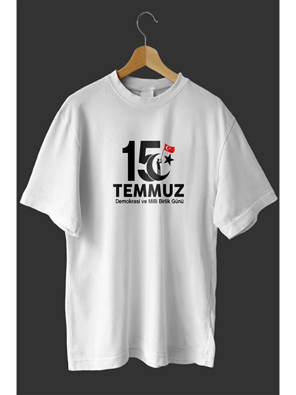 15 Temmuza Özel Tasarım Baskılı T-shirt - Beyaz