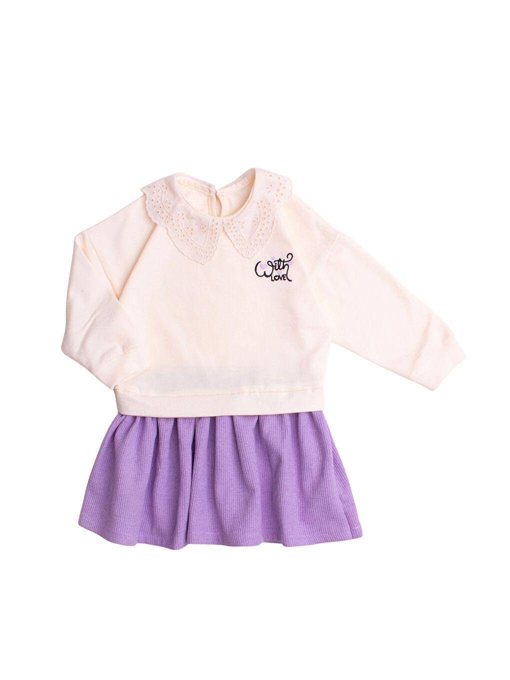 Lila Kız Çocuk Trend Tasarım Yakalı Premium Sweatshirt Elbise-3