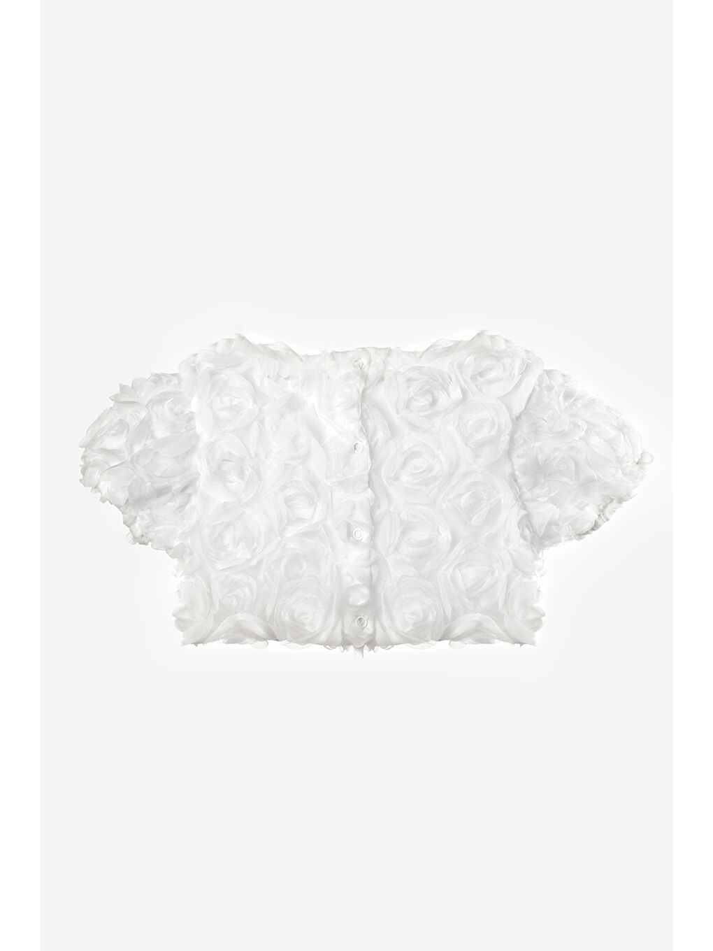 Beyaz Gül Aplike Detaylı Kız Çocuk Crop Bluz - Millie-1