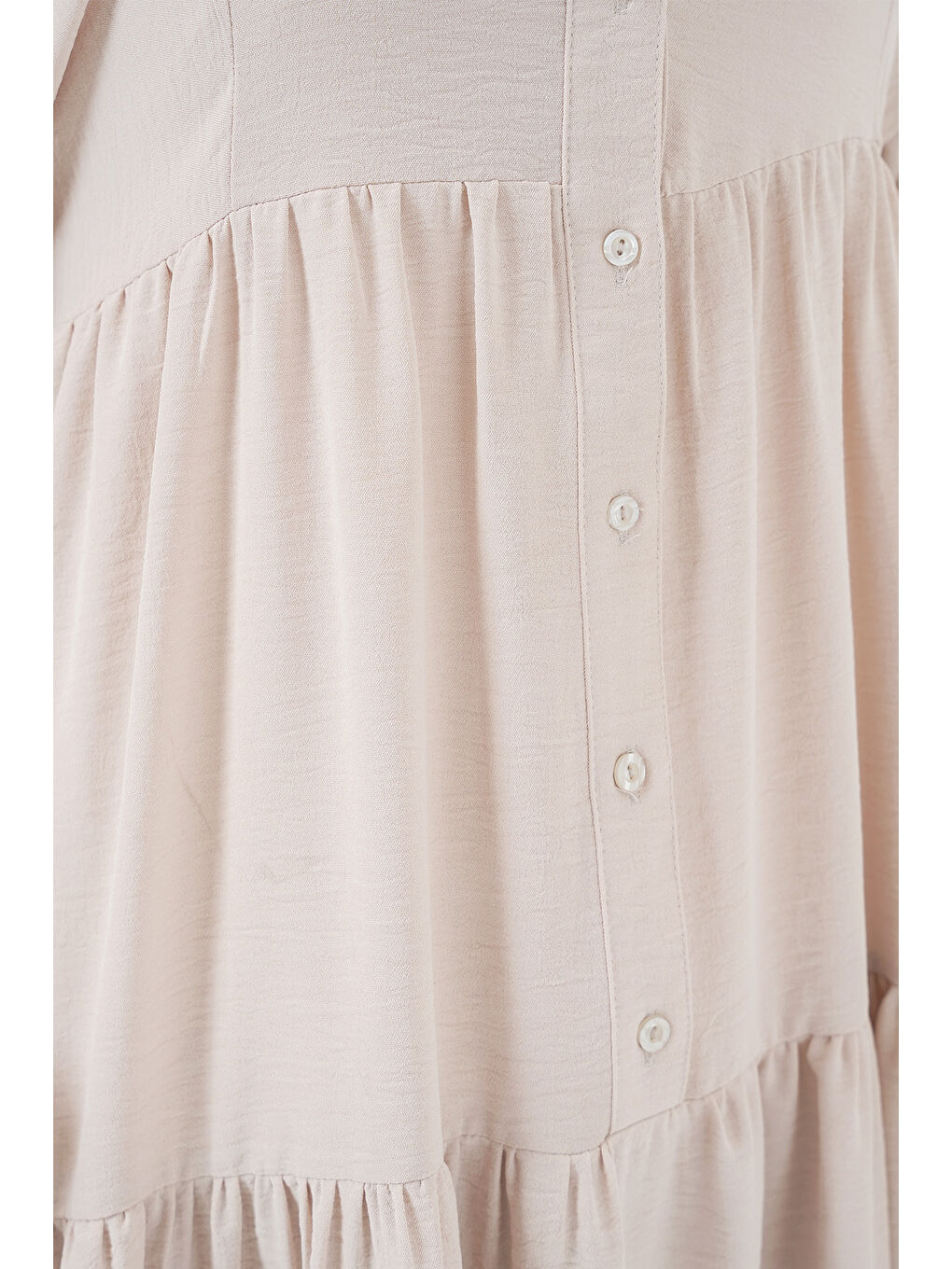 Ekru 2527 Kadın Uzun Tesettür Elbise - Krem-4