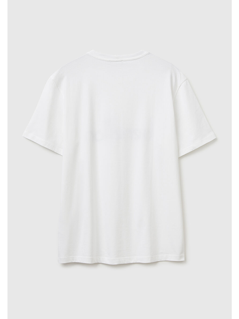 Erkek Beyaz  %100 Pamuk Logo Baskılı Regular Fit Bisiklet Yaka T-Shirt-1