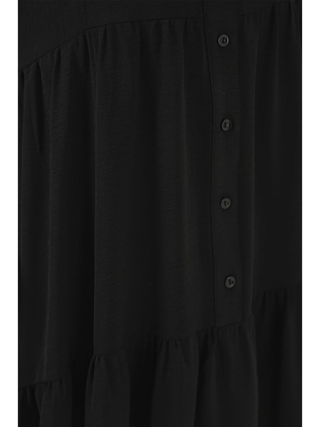 2527 Kadın Uzun Tesettür Elbise - Siyah-4