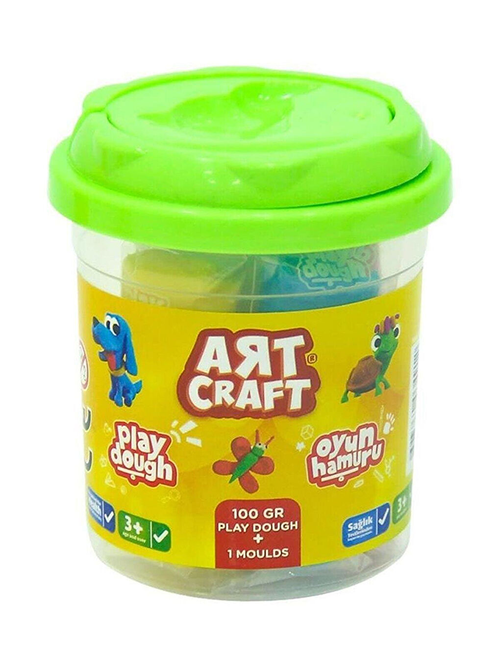 ART CRAFT Dede Küçük Kova 5 Renk 100 Gr Oyun Hamuru Yeşil 3+ Yaş