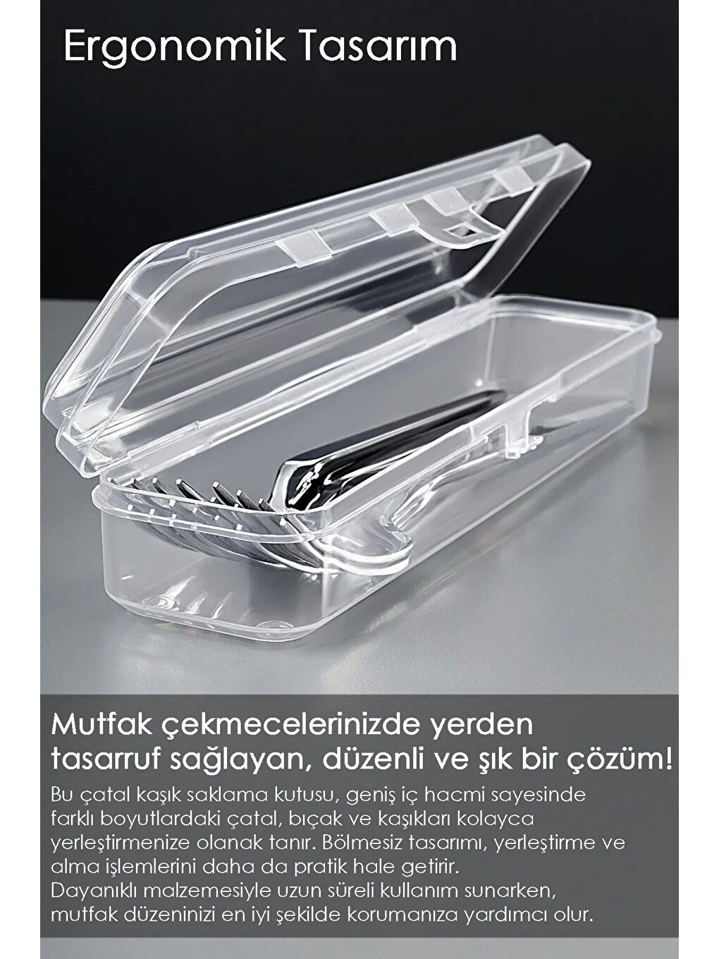 Renksiz Çatal Bıçak Kaşık Takımı Saklama Kutusu-2