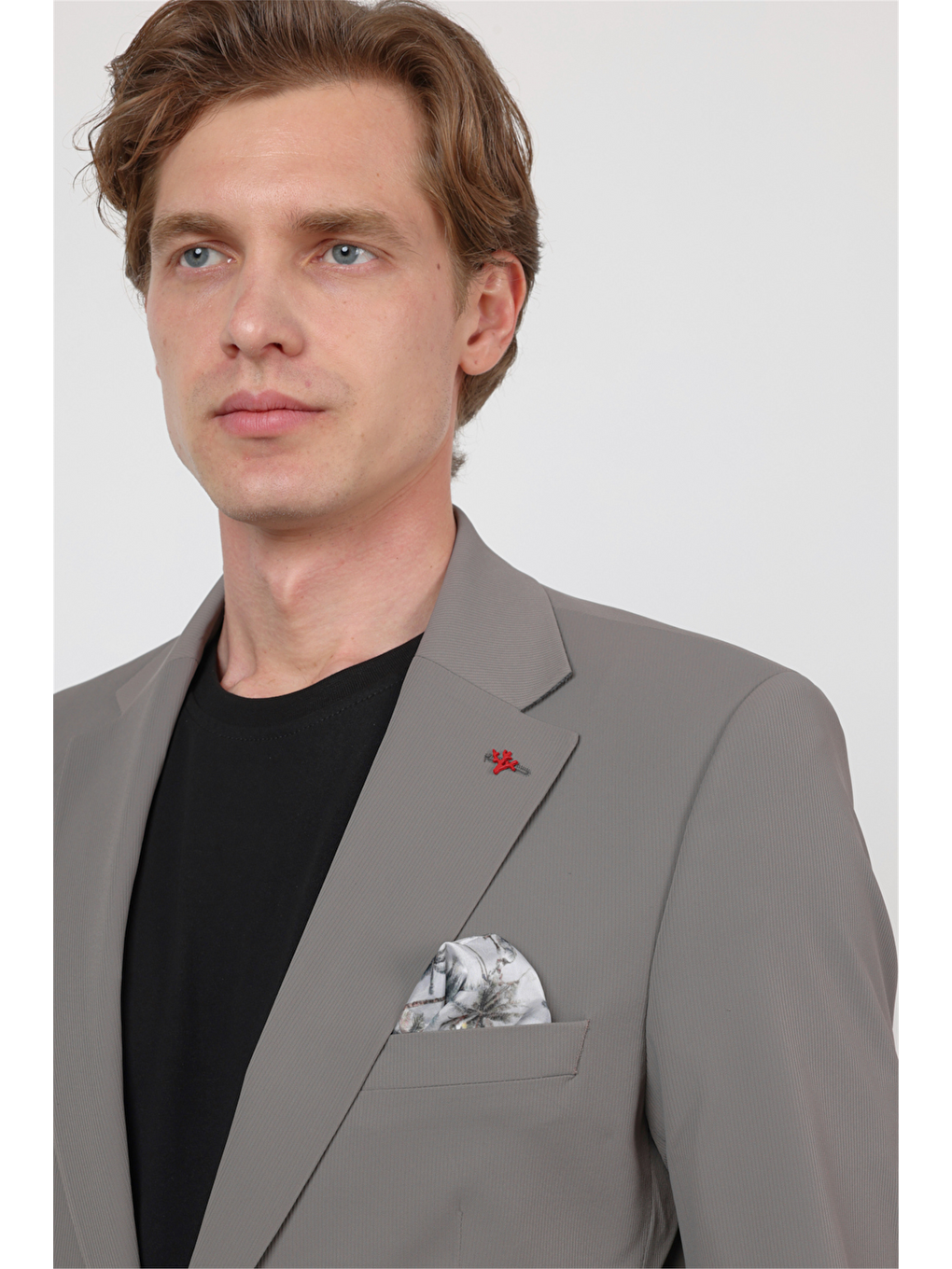 Bej Kendinden Desenli Mono Yaka 6 Drop Slim Fit Takım Elbise 1001260162-3