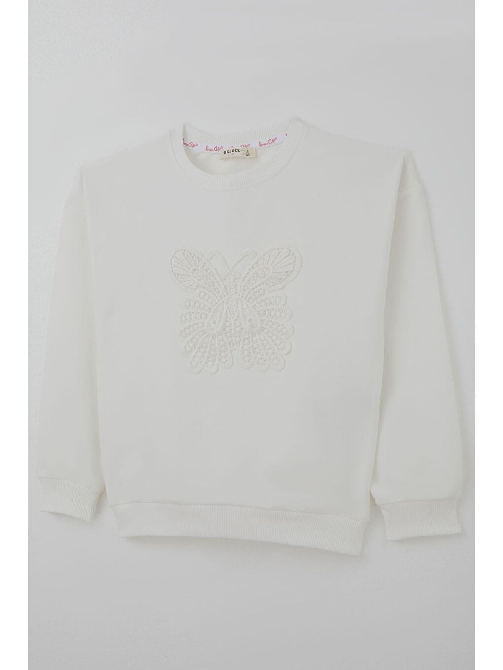 Kız Çocuk Sweatshirt Kelebek Aplike Nakışlı Ekru (8-12 Yaş)-2