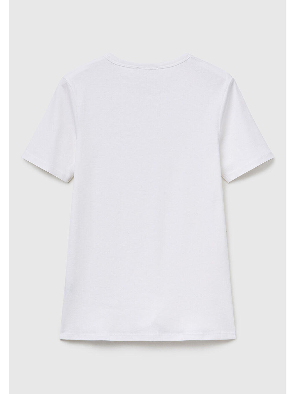 Kadın Beyaz-Renkli Yazılı %100 Pamuk Benetton Yazılı Basic T-Shirt-3