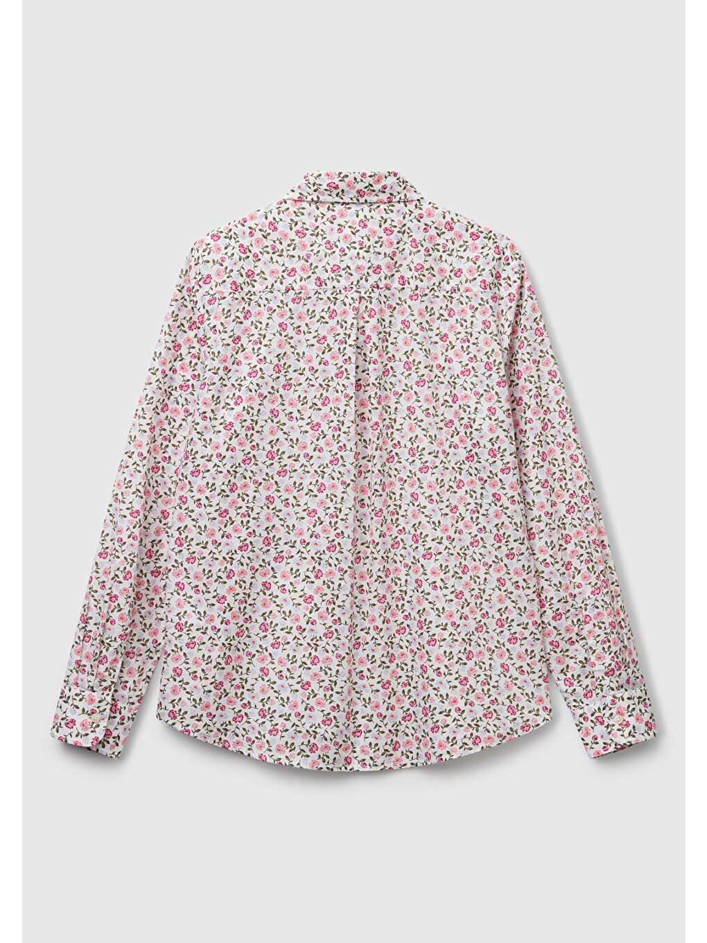 Kadın Toz Pembe %100 Pamuk Desenli Regular Fit Gömlek-3